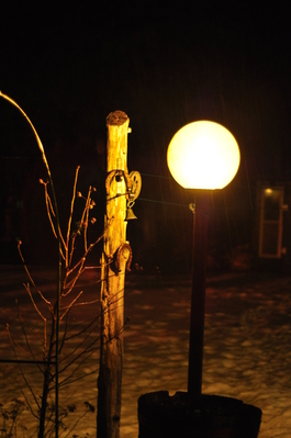 Globe lamp in the rain
