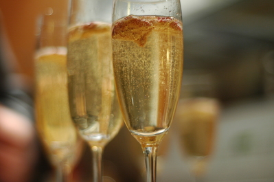 Celebratory champagne served by Patrick, post wedding proposal