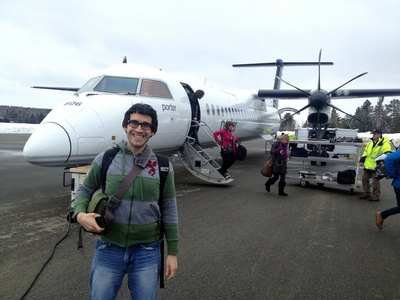 Rob and the plane arriving at Mont Tremblant International Airport (YTM)