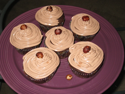 Chocolate Frangelico Cupcakes with Nutella Swiss Meringue Buttercream