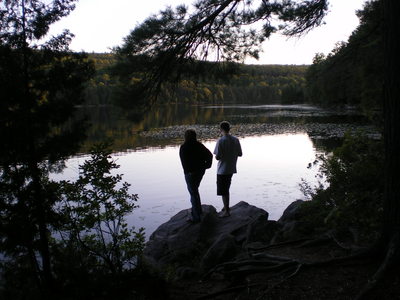 My mom and I looking out over the lake