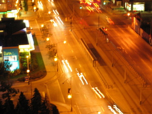 Cars at night from the balcony