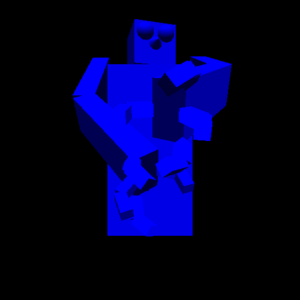 An OpenGL robot made mostly of scaled cubes with rotating joints