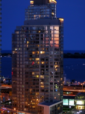 Sunset reflecting off of a building