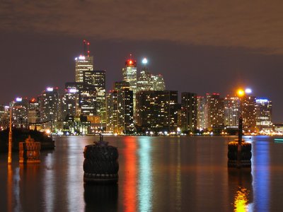 Toronto at night from the island