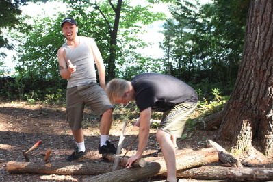 Matt and Anthony preparing some firewood