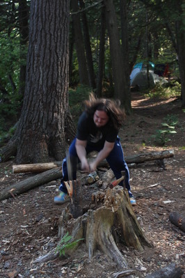 Mike chopping wood