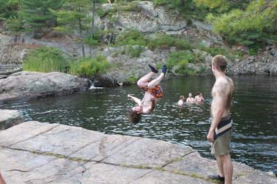 Mike in the middle of his flip at High Falls