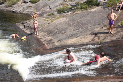 Mike and Kurtis on the waterslide together