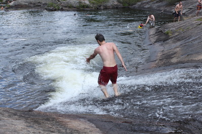 Kurtis surfing down the waterslide