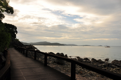 Walkway in Airlie Beach at sunset