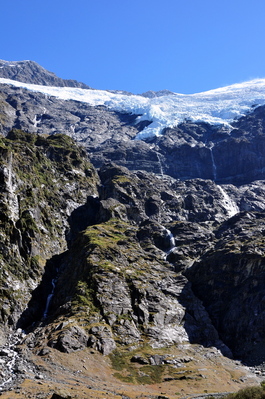 Edge of the glacier and waterfalls