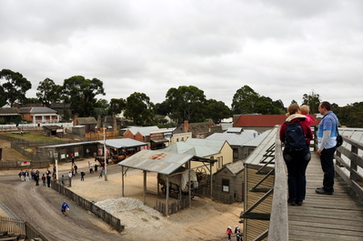 Patrick and Toni and Kiera on the tower overlooking Sovereign Hill