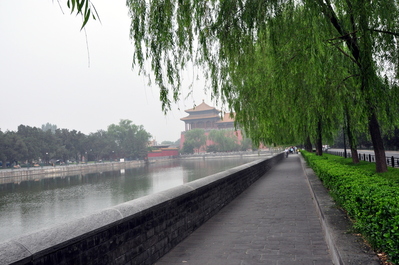 Walking along the moat outside the Forbidden City