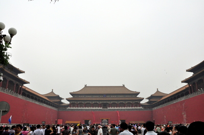 Entrance to the Forbidden City complete with mob