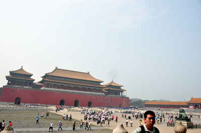 Looking back at the entrance gate of the Forbidden City