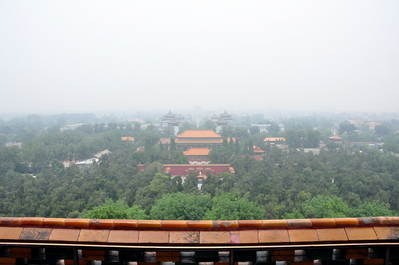 At the top of Jingshan Park, looking north, away from the Forbidden City