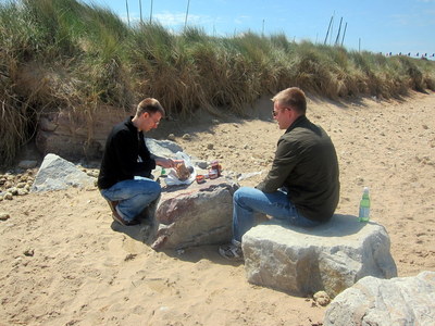 Making lunch on the beach