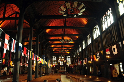 Inside the wood church