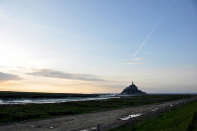 Walking towards Mont Saint-Michel