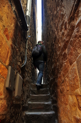 Anthony exploring a very narrow passage