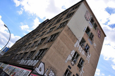 An abandoned Soviet-era apartment block in East Berlin