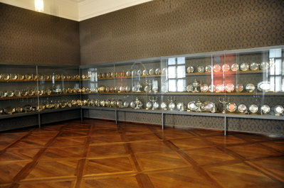 Endless cabinets of fine silver in the Munich Residenz