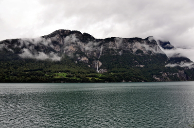 Lake, mountains and waterfall en route to Zurich