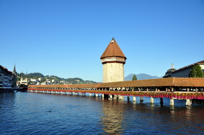 Old covered bridge in Lucerne