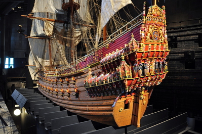 Painted scale model of the Vasa warship