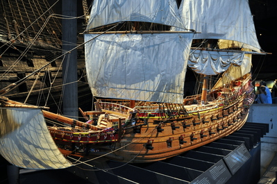 Painted scale model of the Vasa warship