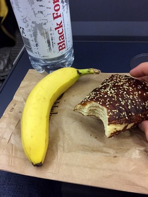 Breakfast on the train, it's a croissant-pretzel