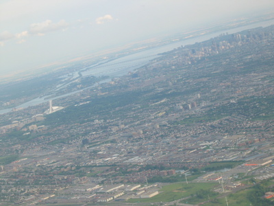 Flying in over Montreal
