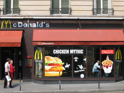 A McDonald's on the walk to the museum, featuring the new 'Chicken Mythic'