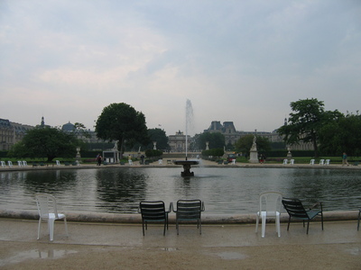 The Louvre (everywhere) in the background from the Tuileries Gardens