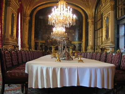 The dining room in the preserved area of the palace