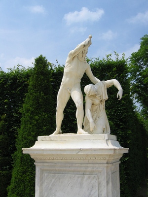One of the many statues filling the gardens
