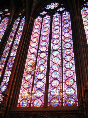 Tall stained glass in the cathedral