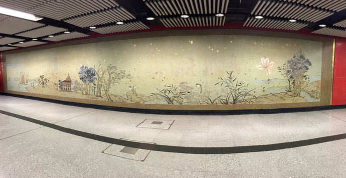 Cool mosaic tile mural in a subway station