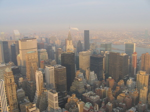 Picture from the Empire State Building looking north-east towards the Chrysler Building