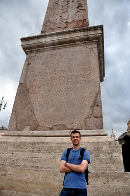 Me at the obelisk in Piazza del Popolo