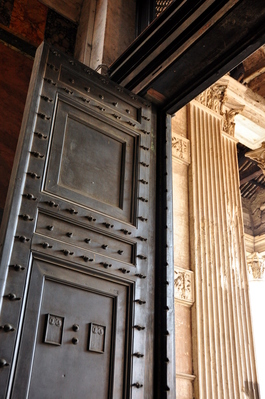 Massive bronze door to the Pantheon