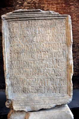 Ancient tablet in the Colosseum