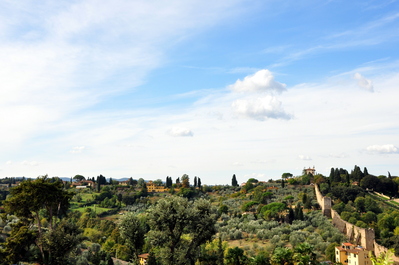 City wall and Tuscan countryside