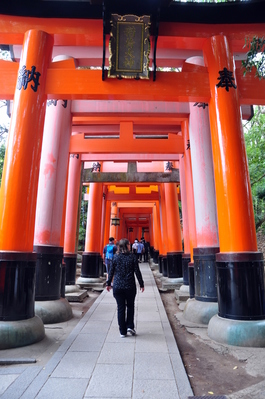 Walking through the torii at Fushimi Inari-taisha
