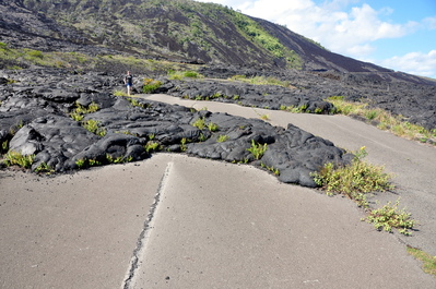 Old version of road destroyed by lava