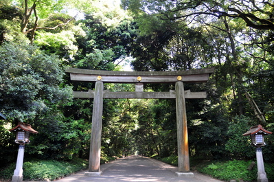 Torii at exit from Meiji Jingū shrine