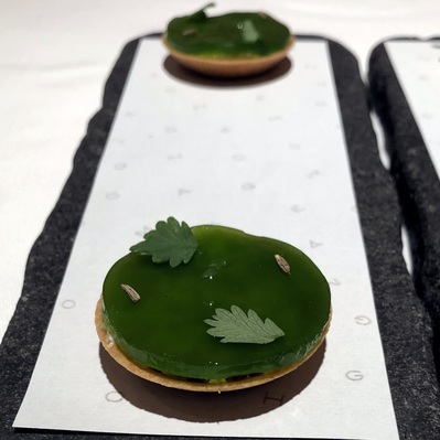 Cucumber and jellyfish tart