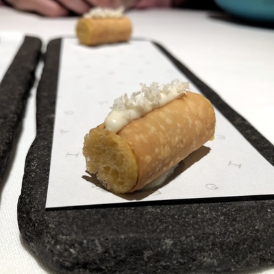 Horsemeat spring roll with horse radish