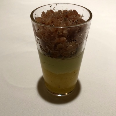 Citrus jelly with cream and cacao